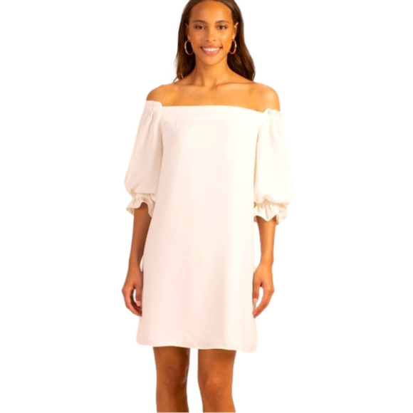 Trina Turk Dresses & Skirts - NWT TRINA TURK Equinox Dress Whitewash white ruffle relaxed shoulder mini midi